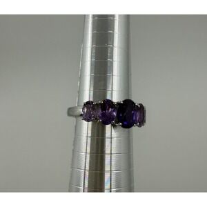 QVC Womens NEW Purple Oval Gemstone Sterling Silver Ring Size 10 Cocktail Gift